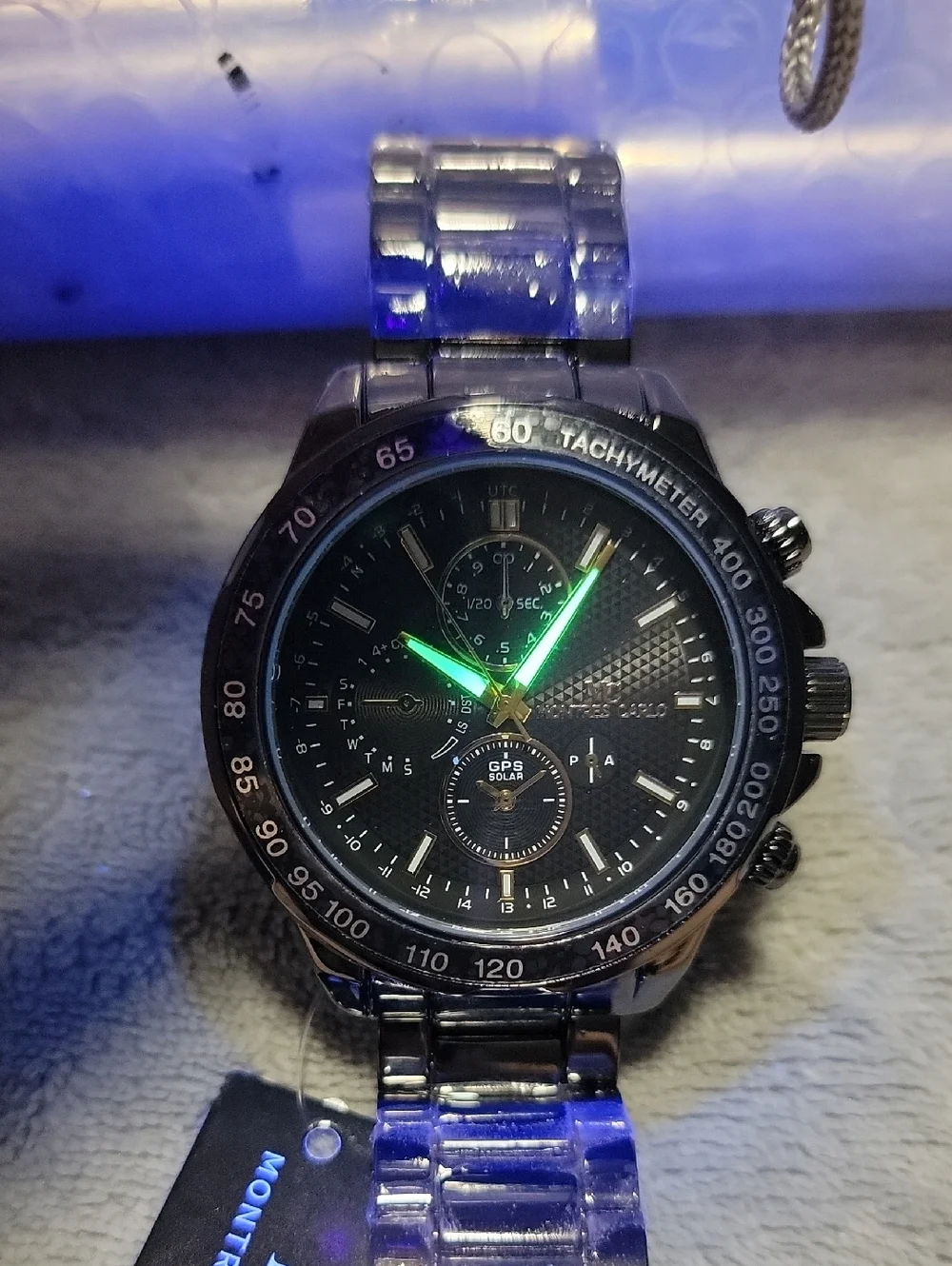 NEW Gun Metal Black Gold Mens Chunky 50mm Quartz Watch 3 Link Band Montres Carlo